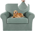 Turquoize 2 Piece Chair Covers Chair Slipcovers For Living Room Armchair Sofa Covers Chair Couch Cover with Arms Washable Furniture Protector for Chairs Feature Thick Jacquard Fabric (Chair,Dark Cyan)