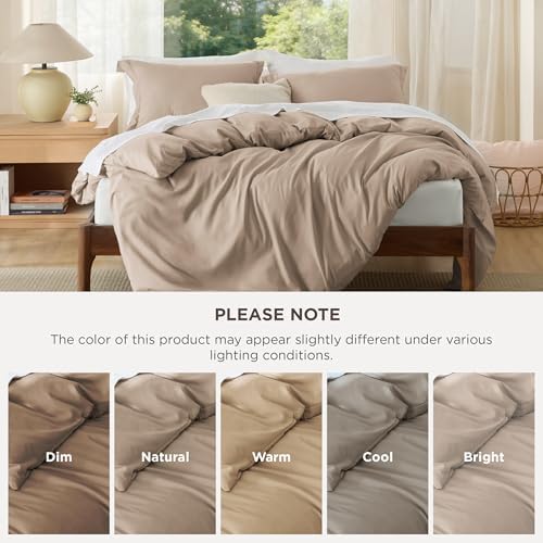 Bedsure Duvet Cover Full Size, 3Pcs Double Brushed Bedding Set, Light Brown