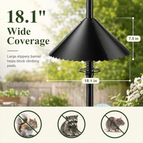 18'' Metal Squirrel Baffle for Round Bird Feeder Pole with Spring