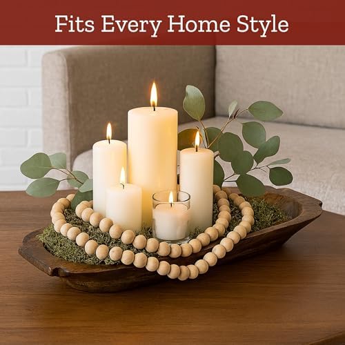 Mie Creations 16'' Large Wooden Dough Bowl for Decor, Rustic Centerpiece