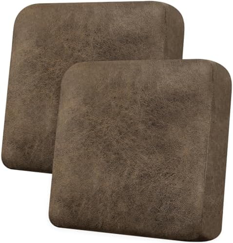 Couch Cushion Covers Leather-Look 2PC Stretch Sofa Seat Slipcover Sets for Living Room Individual Sofa Cushion Cover Couch Seat Protectors, Pet-Friendly, Non-Slip, Easy Fit - Light Brown