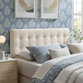Modway Lily Performance Velvet King Size Headboard with Biscuit Tufting in Alabaster - Stain-Resistant Upholstery with Padded Design and 5 Height-Adjustable Mounts