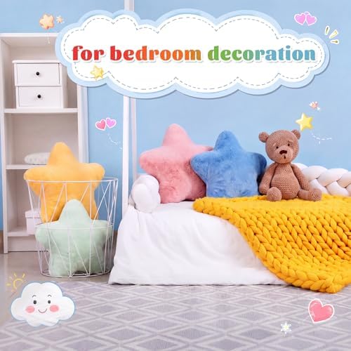 Soaoo 5 Pcs Star Fluffy Pillow Star Shape Pillow, Soft Mix