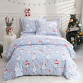 JSD 3 Piece Blue Snowman Snowflakes Kids Christmas Comforter Set Full Size