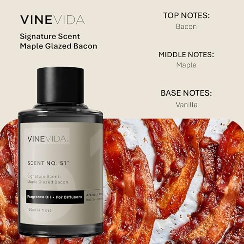 VINEVIDA [4 Fl Oz] Maple Glazed Bacon Fragrance Oil for Cold Air Diffusers, Essential Oils for Diffuser Oil Refill & Air Freshener Room Spray