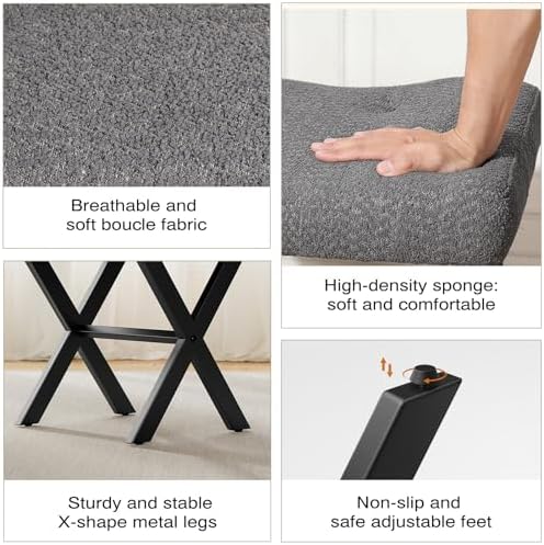 Memobarco 18-Inch Large Vanity Stool Chair, Gray Makeup Stool