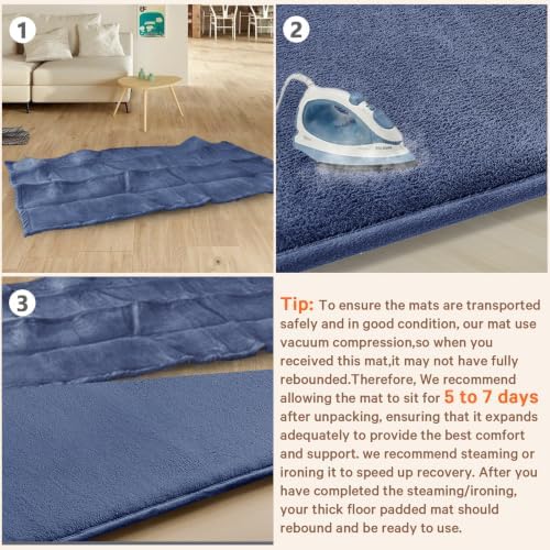 Baby Play Mat Floor,Tummy Time Area Rug 65x50 Playpen Muscle Mat Navy Blue