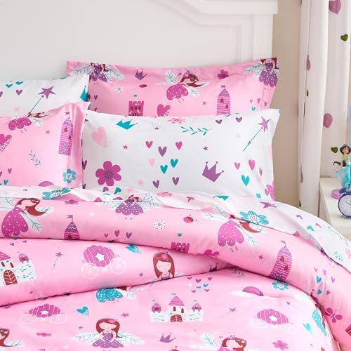 Joiedomi Kids Comforter Set Bedding Set for Boys Girls Super Soft Microfiber Bed in a Bag with Comforter Sheets Pillowcase Sham, Pink Princess, Full