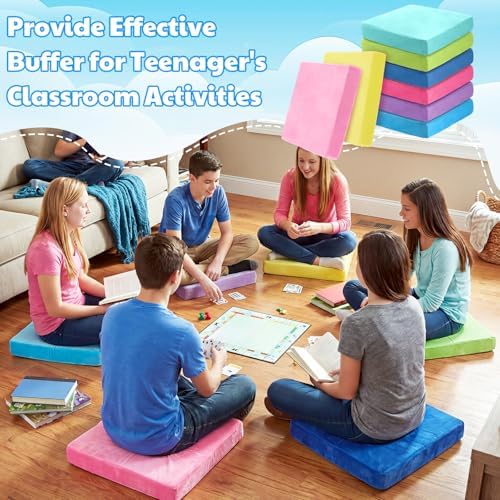 GlikCeil 8 Pcs Square Floor Pillow Cushions for Kid Classroom 15'', Candy