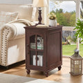 RWYHG Narrow Side Table, Farmhouse Nightstand with Charging Station
