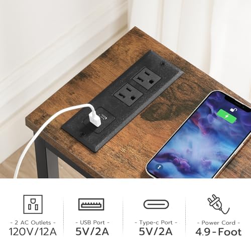 HOOBRO Narrow Console Table with Power Outlets, 44.9 Inches Sofa Table Slim