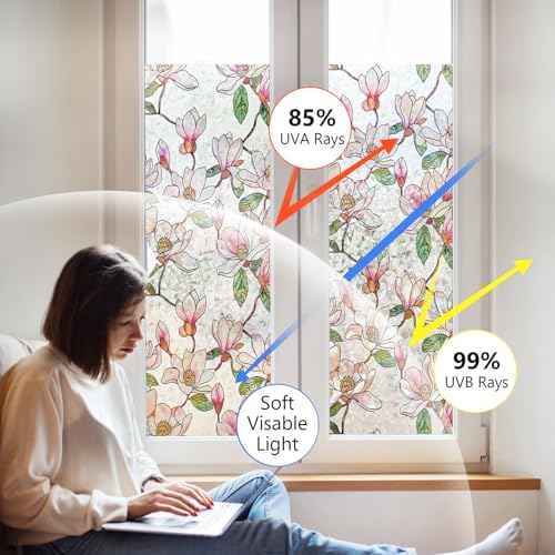 Ranzdn Window Privacy Film, Stained Glass Static Cling, 29.5" x 157.4"