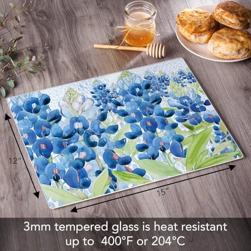 CounterArt Bluebonnet Field 3mm Tempered Glass Cutting Board