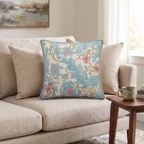 patdrea Designer Vintage Blue Throw Pillow Cover,18"x18",Set of 2