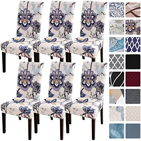 SearchI Fit Stretch Removable Washable Short Dining Chair Covers Slipcover Protector, Spandex Fabric Chair Cover for Dining Room, Hotel, Ceremony
