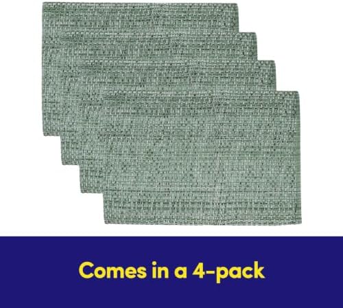 Sweet Home Collection 100% Cotton Placemats for Dining Room Rectangle Two Tone Woven Fabric 13" x 19" Soft Durable Table Mat Set, Set of 4, Light Green
