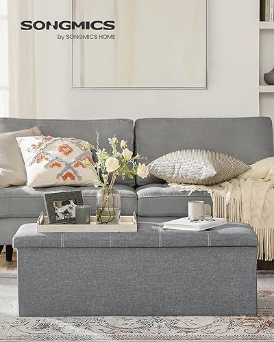 SONGMICS Ottoman Storage Bench, 35 Gal. Folding Chest, Holds 660 lb