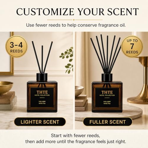 Hotel Reed Diffuser Set, 6.7 fl oz, English Pear and Freesia with Melon, Bergamot, Rose, Amber and Musk, Long-Lasting Home Fragrance for Bedroom, Living Room and Office