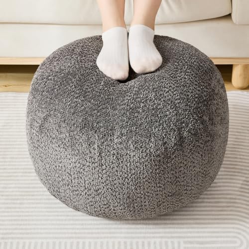 SHOUREN Stuffed Round Ottoman,Pouf Ottoman Foot Rest,20 X 15,Brown