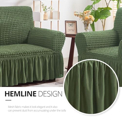 NICEEC Sofa Covers Green Couch Cover Stretch Sofa Slipcovers with Skirt