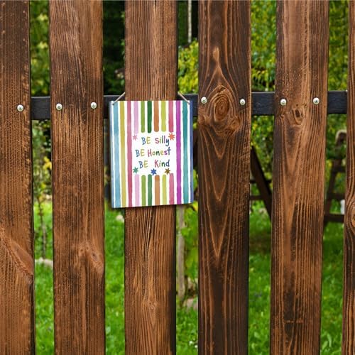 FUGWN Colorful Classroom Inspirational Hanging Wooden Signs 8x10, Be Silly Honest Kind Motivational Positive Affirmations Wall Decor Wood Plaque Hanging Decorations for Kids Room Bedroom Door Decor