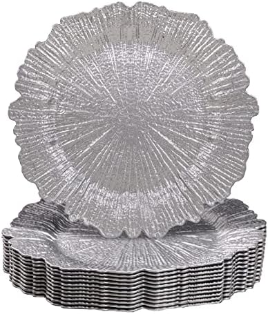 MAONAME Silver Charger Plates Set of 12, Reef Chargers for Dinner Plates