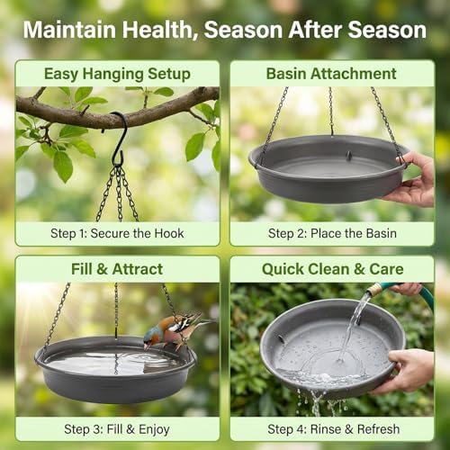 CARGEN Hanging Bird Bath Bird Feeder - 11.8inch Water Feeder Tray Outdoor