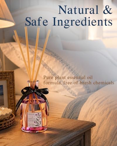 M&SENSE Reed Diffuser, Sandalwood Lavender, 7.7 oz Natural Essential Oil