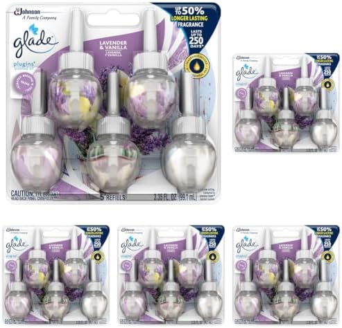 Glade PlugIns Air Freshener Refills, Lavender & Vanilla, 3.35 Fl Oz (5 Count) (Pack of 5)