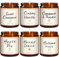 Auelife Fall Candles, 6 Pack Scented Candle Set, 42 oz Holiday Soy Candles, Candle Gifts Set for Men and Women, Home Decor of Wreath/Apple/Latte/Harvest/Vanilla/Cinnamon
