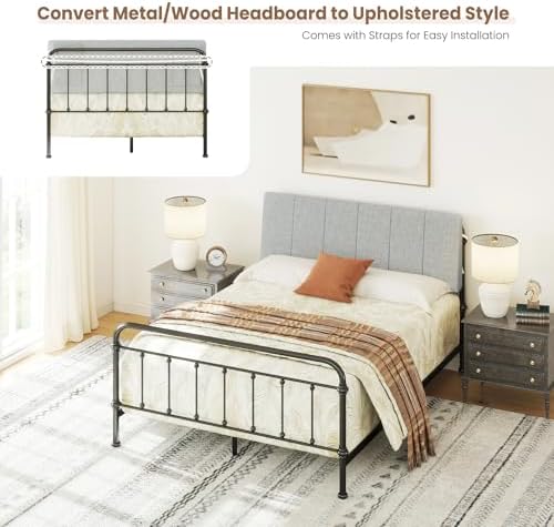 Full Size Headboard Only-No Assembly Required, Light Gray