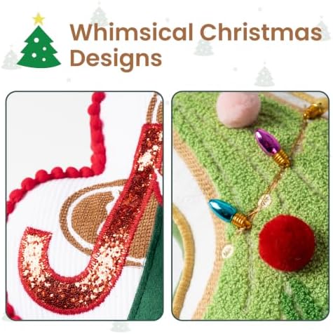 AELS Christmas House & Christmas Tree Pillow with Pom-pom, Set of 2, Decorative Holiday Plush Cushion, Soft Stuffed Christmas Home Decor Pillow for Living Room Sofa Bedroom