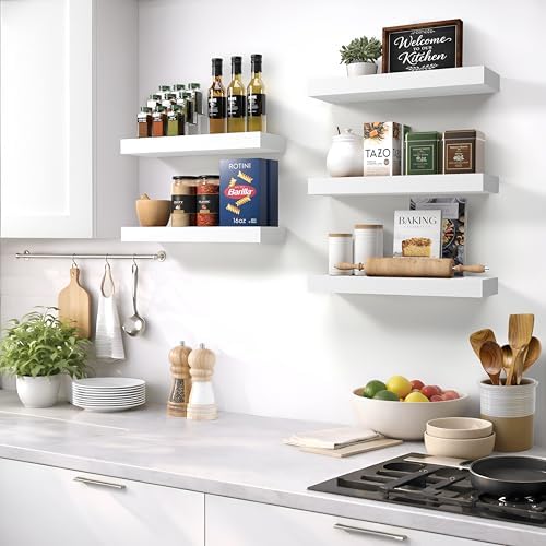 Sorbus 16 Inch Floating Shelves for Wall (5 Pack, White)