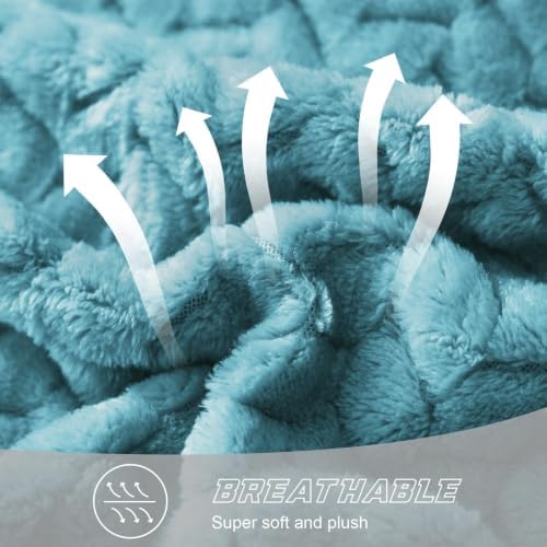 Exclusivo Mezcla Fleece Throw Blanket for Couch Sofa, 50”x70”, Slate Blue