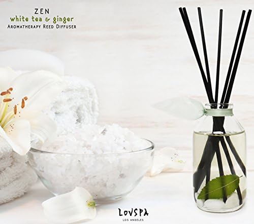 Reed Diffuser Set - Zen White Tea & Ginger Scented Diffuser with Sticks