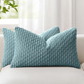 Kevin Textile Soft Corduroy 12"x20" Lumbar Pillow Covers 2 Pack, Blue Grey