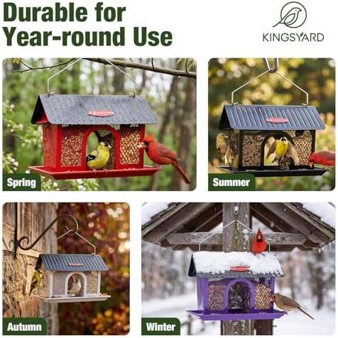 Kingsyard Wild Bird Feeder for Outdoors Hanging, All Metal