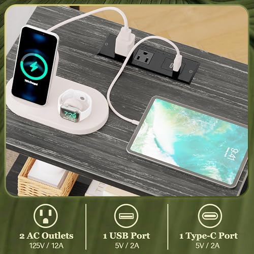 SUPERJARE Nightstand with Charging Station, USB-C Port, Bedside Table