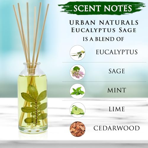 Urban Naturals Reed Diffuser Set, Eucalyptus Sage - Bathroom Shelf Décor
