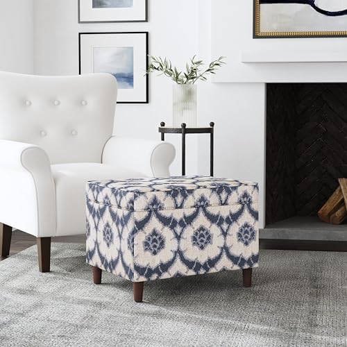 Spatial Order 24" Dinah Collection Storage Ottoman - Blue Medallion Print