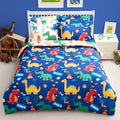 Joiedomi Kids Comforter Set Bedding Set for Boys Girls Super Soft Microfiber Bed in a Bag with Comforter Sheets Pillowcase Sham, Dark Blue Cute Dinosaur, Full