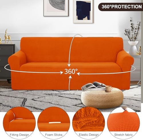 U-NICE HOME Oversized Stretch Couch Cover Slipcover, Orange