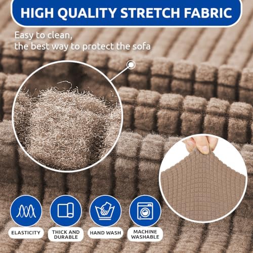 KEKUOU Stretch chair Sofa Slipcover, Single Couch Cover,Camel