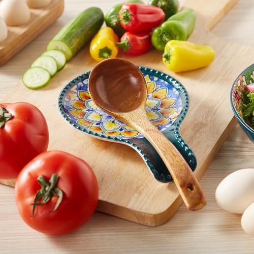 vancasso 7.7 Inch Ceramic Spoon Rest, Bohemian Stove Top, Green