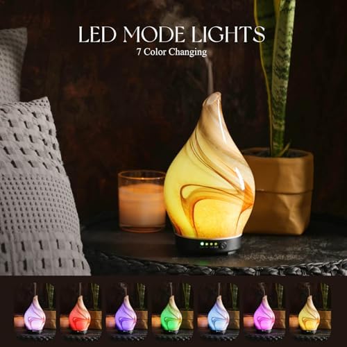 Porseme Essential Oil Diffuser 150ml Handmade Glass Diffuser 6H Runtime