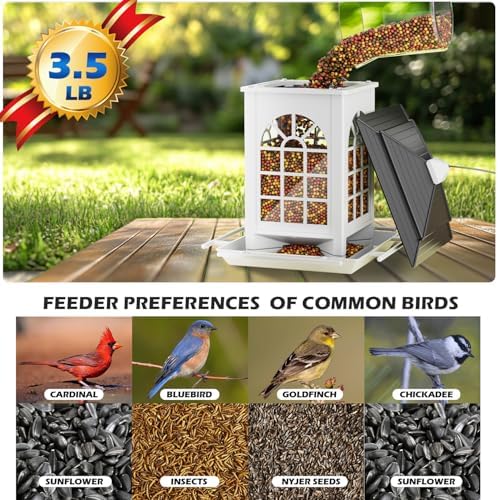 Birdream 2 Pack Bird Feeders for Outdoor Hanging, Assembly Required, 1-Min Easy Setup, Classic Courtyard Design, Attracting Cardinals Chickadees Goldfinches & Sparrows - Black&White
