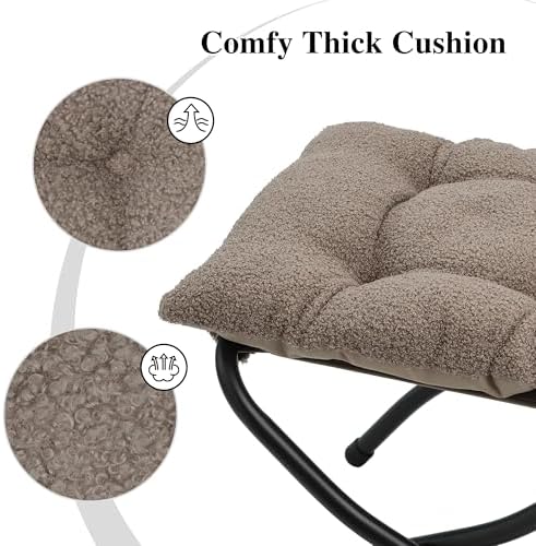 15"(H) Folding Ottoman, Foldable Footrest Stool, Portable Small Foot Stool for Couch, Collapsible Foot Rest Ottoman for Sofa, Padded Ottomans for Home, Living Room, Bedroom, Light Brown