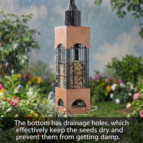 Squirrel Proof Bird Feeders for Outdoors Hanging, 5LB Large Capacity Metal Wild Bird Feeders, Heavy Duty Chew Proof Tube Feeder for Cardinal Finch Chickadee, Garden Yard Outside Decoration