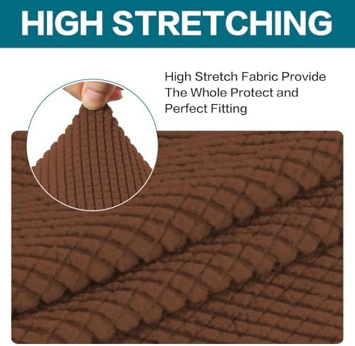 Turquoize 2 Piece Chair Covers Chair Slipcovers for Living Room Small Armchair Chair Cover with Arms Washable Furniture Cover for Chairs Feature Thick Jacquard Fabric (Small Armchair, Caramel)