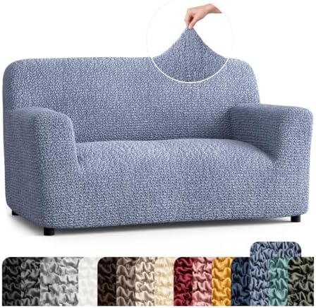 PAULATO Premium Stretch Couch Covers for Sofa - Sofa Chair Cover Washable, Dogs & Pets Friendly - Elastic Polyester Loveseat Slipcovers - Non-Slip Love Seat Couch Covers - Blue (40"-63" Wide)